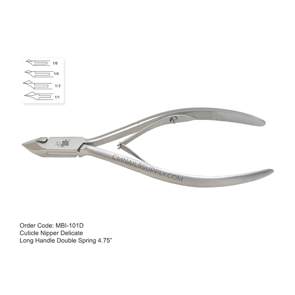Cuticle Nipper 4.75" Long Handle Double Spring - MBI-101D Professional Cuticle Cutter