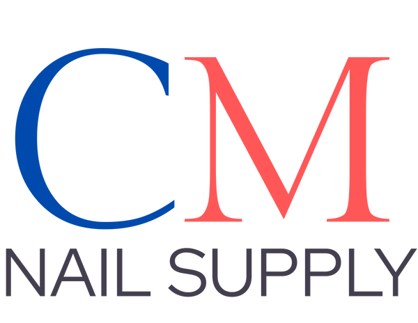 Logo of CM Nail Supply with blue 'C' and red 'M' on a white background