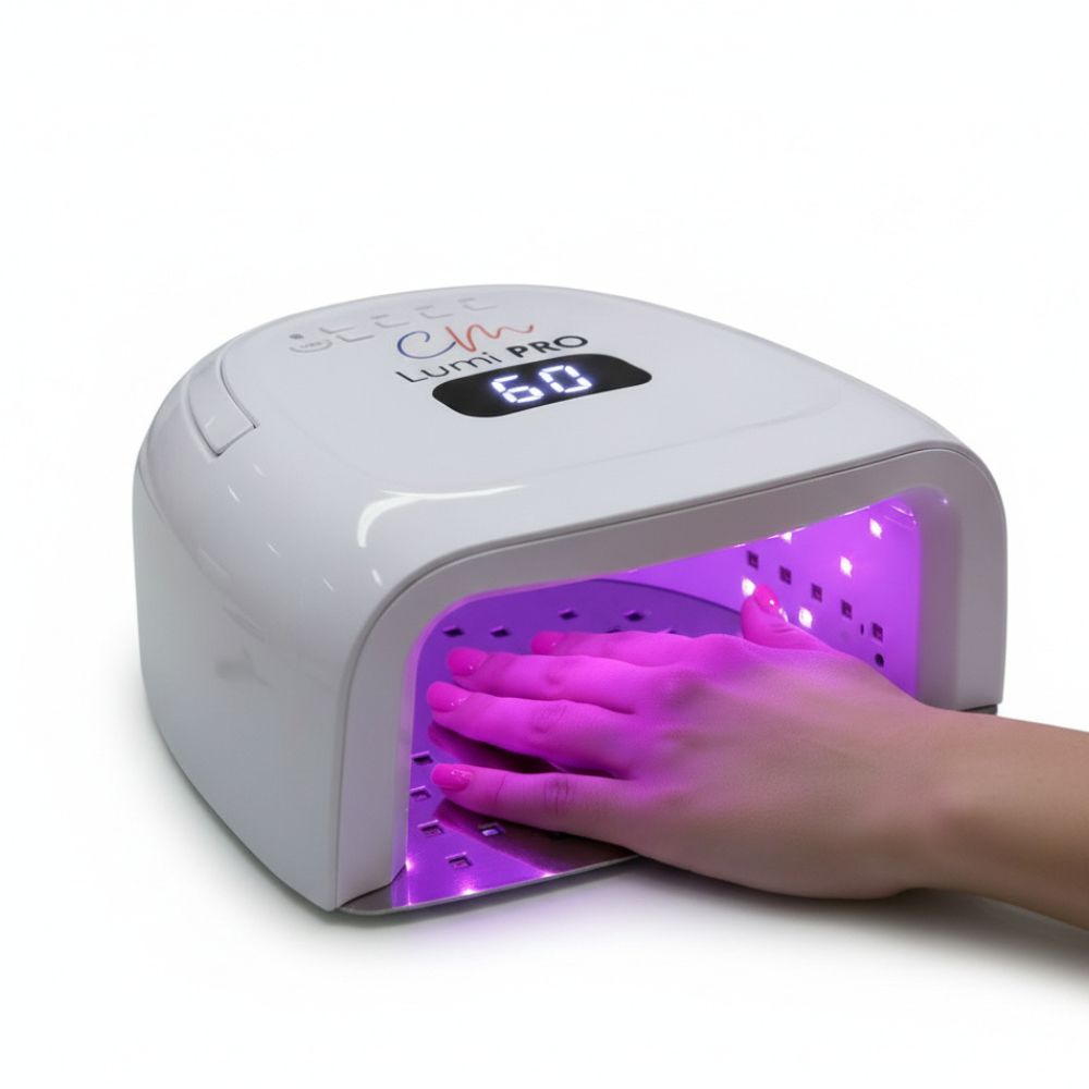 CM Lumi Pro LED/UV nail lamp 64W with white acetone-resistant finish for professional and student use