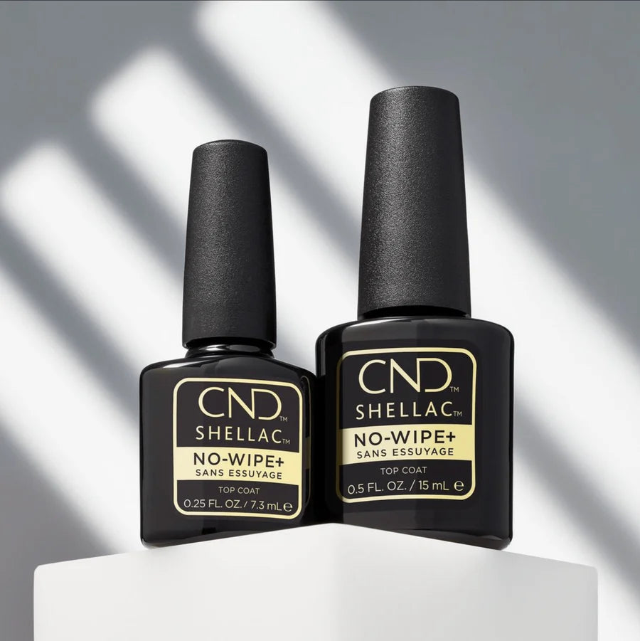 CND Shellac No Wipe+ Top Coat 12.5 ml – no wipe gel top coat available online in Canada at CM Nails Supply Mississauga