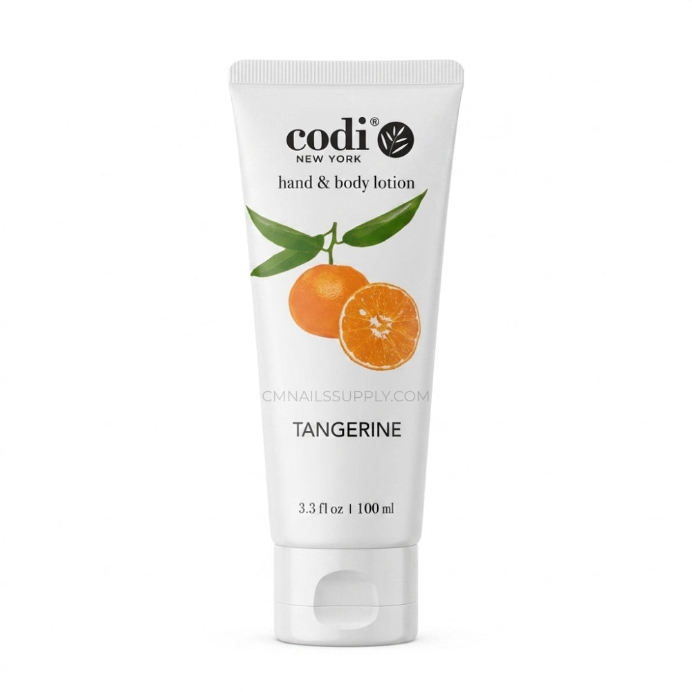 Codi tangerine hand and body lotion on a white background