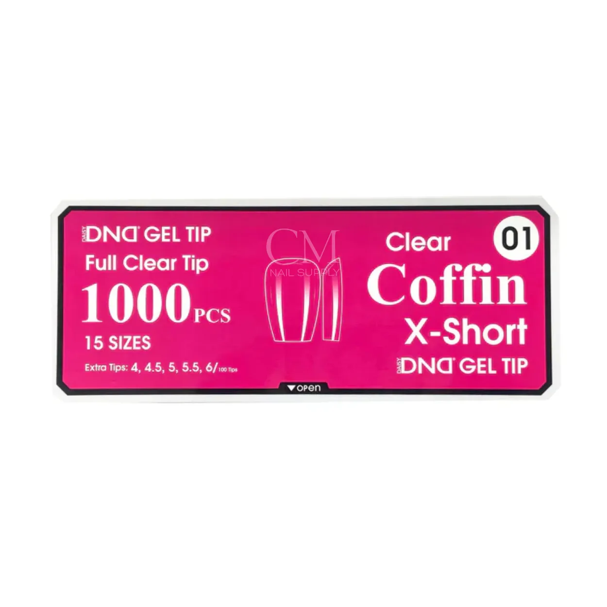 DND Soft Gel Nail Tips 1000pcs Clear Full Cover - X-Short Coffin #01