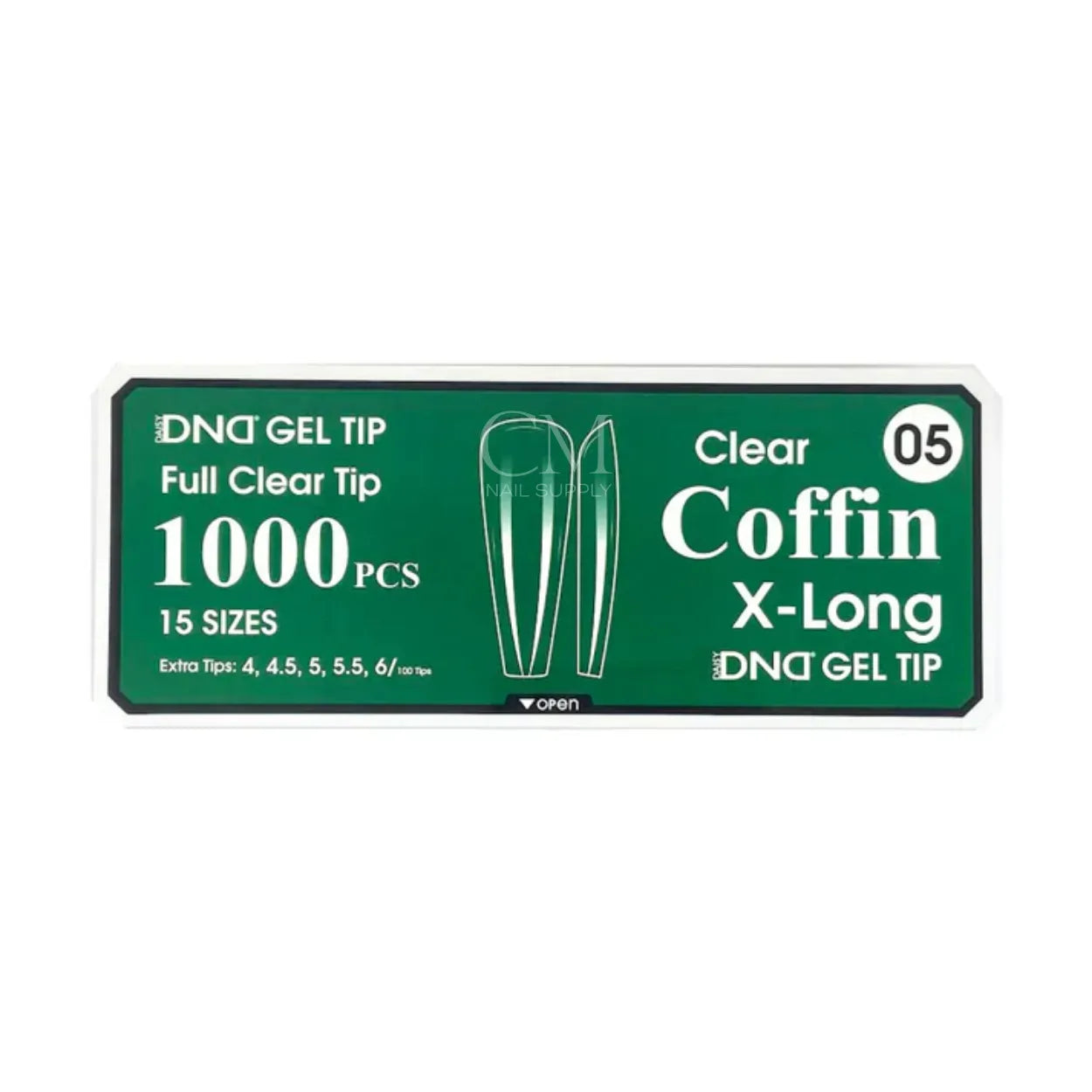 DND Soft Gel Nail Tips 1000pcs Clear Full Cover - X-Long Coffin #05