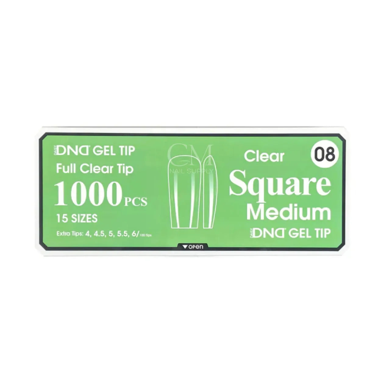 DND Soft Gel Nail Tips 1000pcs Clear Full Cover - Medium Square #08