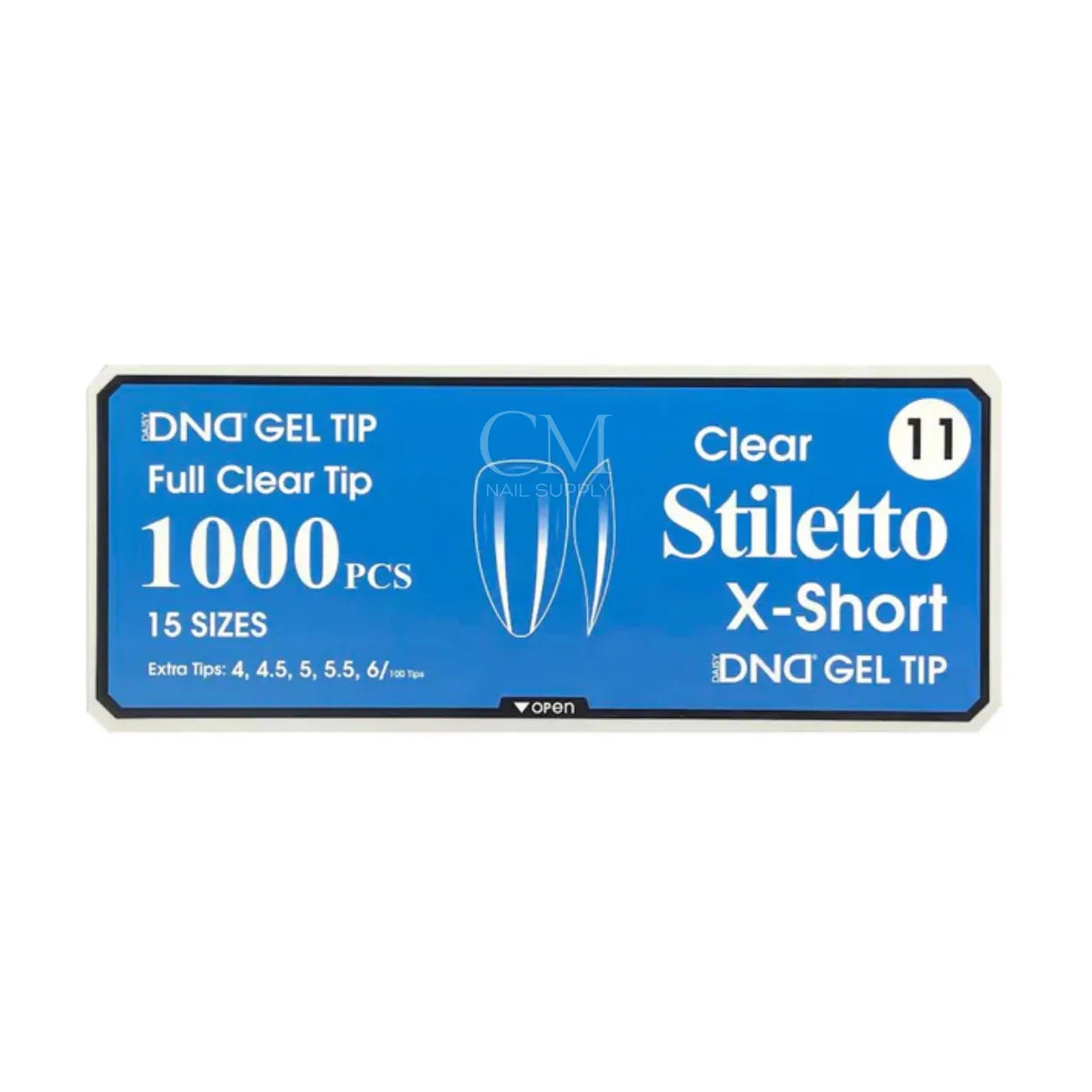 DND Soft Gel Nail Tips 1000pcs Clear Full Cover - X-Short Stiletto #11