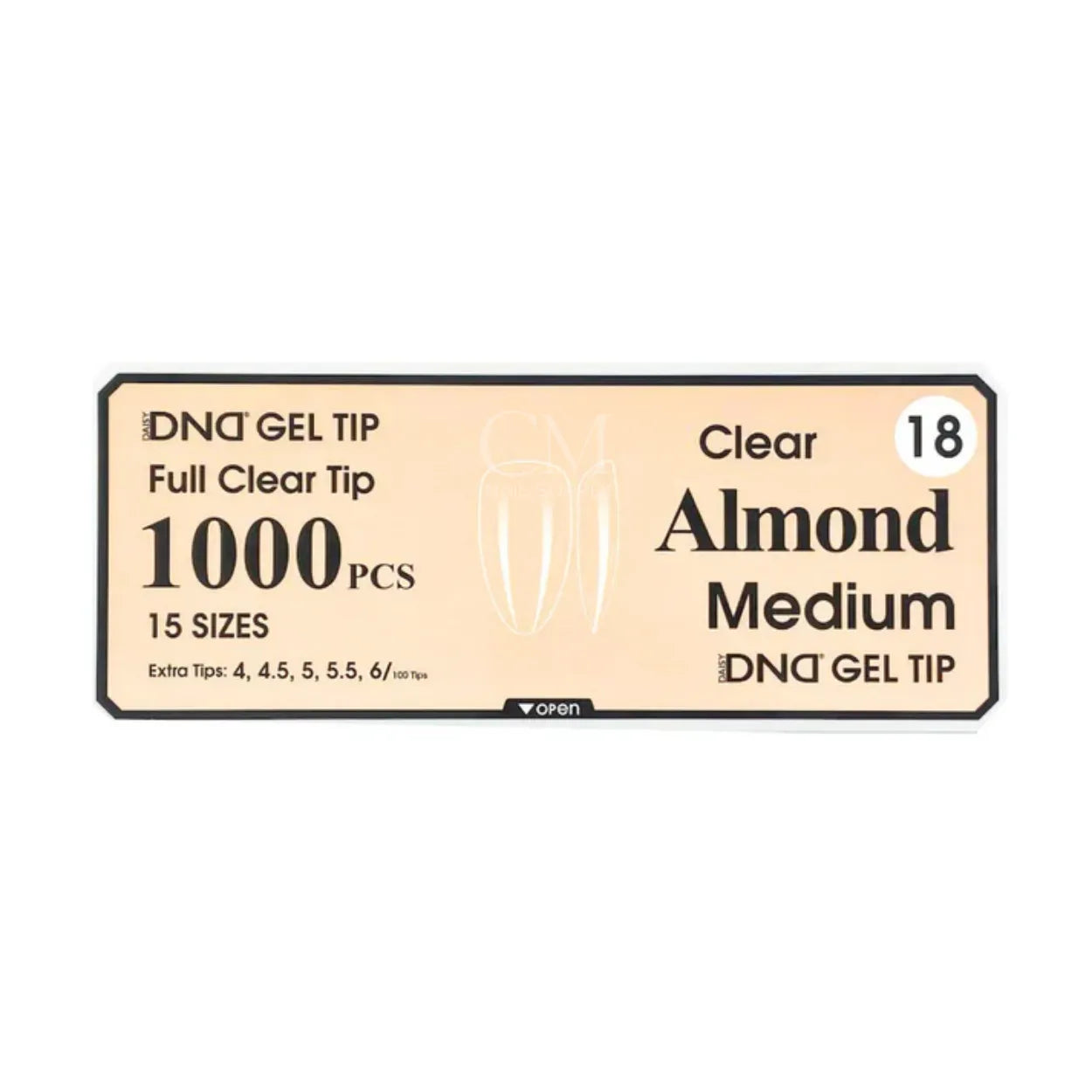 DND Soft Gel Nail Tips 1000pcs Clear Full Cover - Medium Almond #18