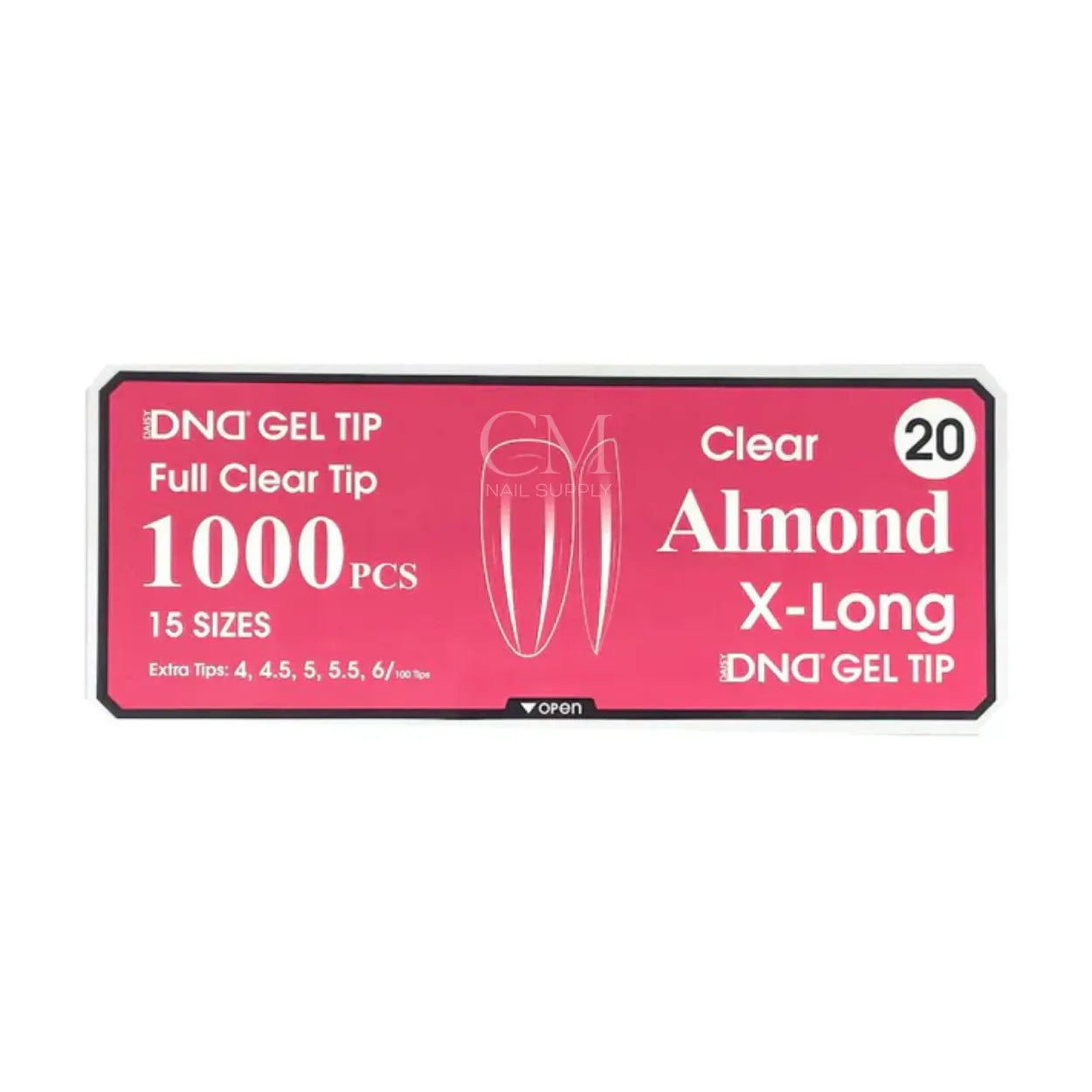 DND Soft Gel Nail Tips 1000pcs Clear Full Cover - X-Long Almond #20