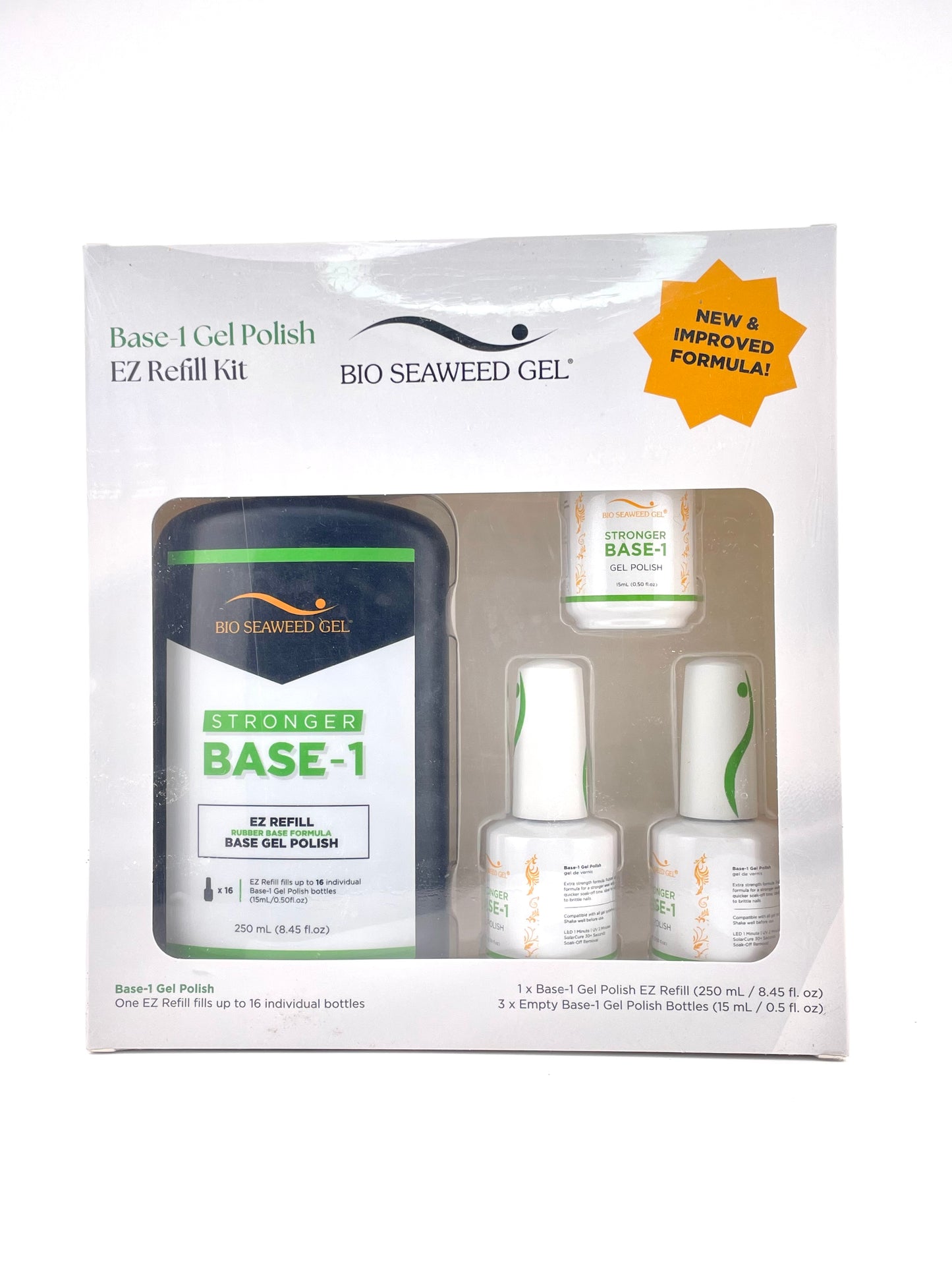 Base-1 Gel Polish EZ Refill - 250 ML- 7.45 Oz | Bio Seaweed Gel® - CM Nails & Beauty Supply