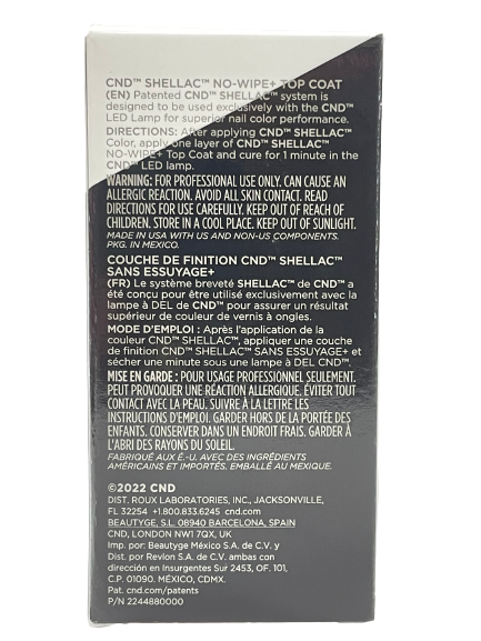 CND Shellac No Wipe+ Top Coat – 0.25 oz / 7.3 mL - CM Nails & Beauty Supply