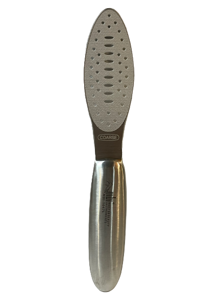 Dual Sided Foot File, Medium/Coarse (Round) MBI - 100% Stainless Steel - CM Nails & Beauty Supply