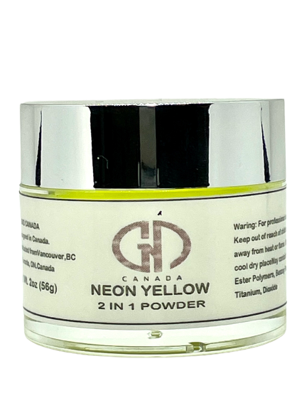 GND Canada 2-in-1 Acrylic & Dip Powder Neon Yellow - 2 oz | Dual-Use Nail Art Formula - CM Nails & Beauty Supply