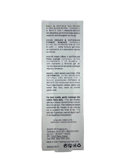 Pro Spa Nail & Cuticle Oil-to-Go – 7.5 ml | Moisturizing Gel with Cupuaçu & White Tea - CM Nails & Beauty Supply