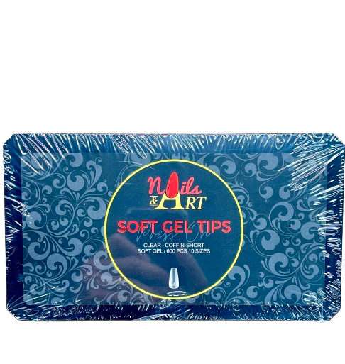 Clear Gel Tips | Coffin | Stiletto | Oval | Square | Almond | Lipstick | Toe Tip | Soft Gel Tips | Nails & Art | Jumbo Box of 600 tips - CM Nails & Beauty Supply