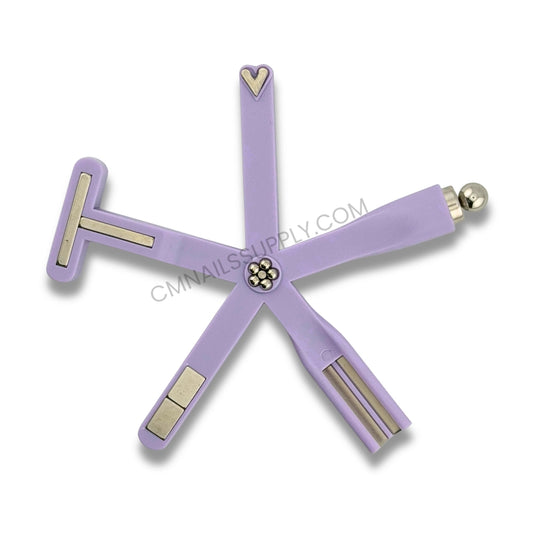 A close-up shot of the multi-functional magnetic stick hovering close to a wet gel nail to create sharp, dynamic cat eye lines before curing.