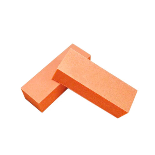 Champion Mini Long Orange Buffer with professional 80/80 dual grit on clean white background.