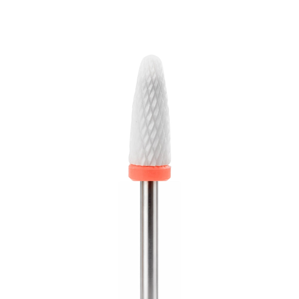 White Ceramic Fine Cone Nail Drill Bit for Cuticle Work and Gel Extension Finish