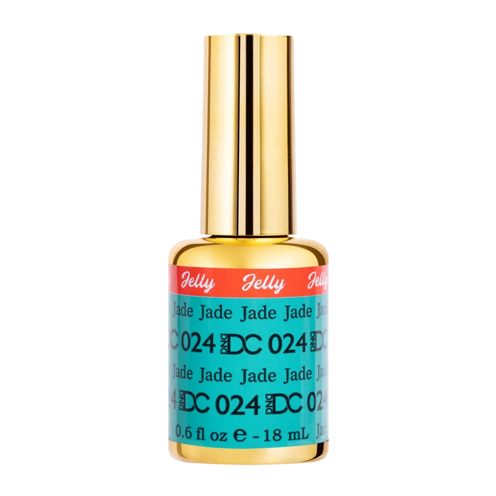 DC Jelly 024 Jade gel polish nail polish bottle showing the jelly gel polish formula in a turquoise shade