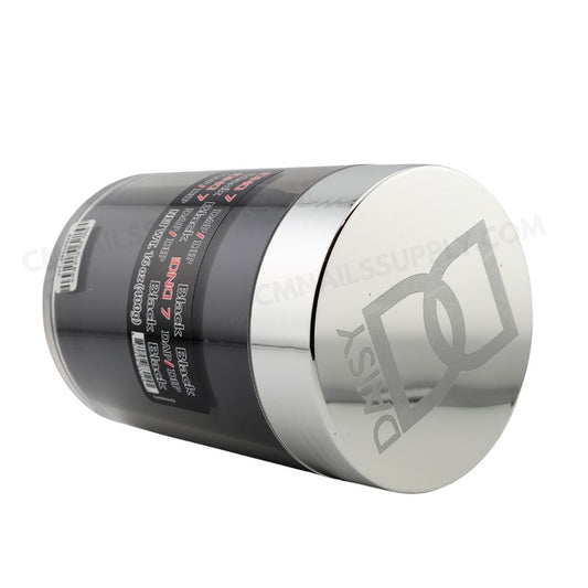Side angle of DND DC Dip Powder 007 Black 400g showing jar details.