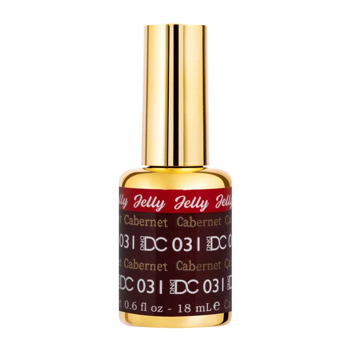 DND DC jelly gel polish bottle for Cabernet 031 in a rich wine red finish