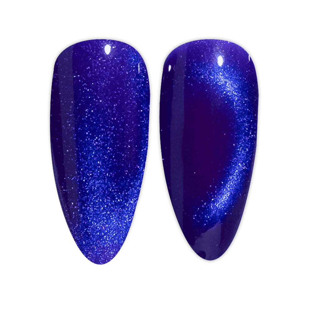 Purple cat eye nail swatch DND DIVA puma purple 06 gel polish