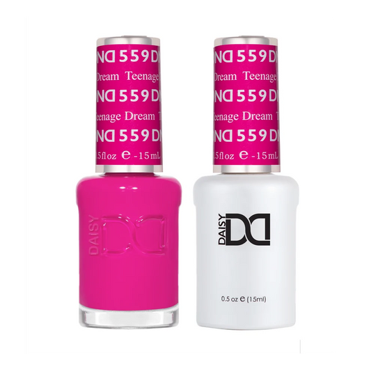 DND Teenage Dream #559 gel and lacquer duo set with both bottles shown together