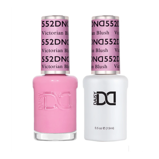 DND Victorian Blush #552 gel and lacquer duo set with both bottles shown together