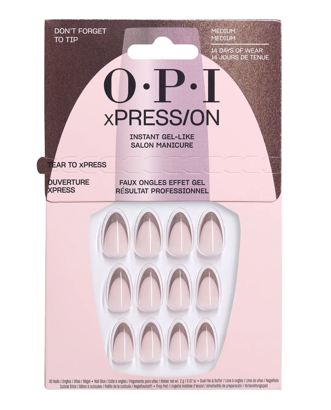 OPI xPRESS/ON Don't Forget to Tip Press On Nails | Medium Almond