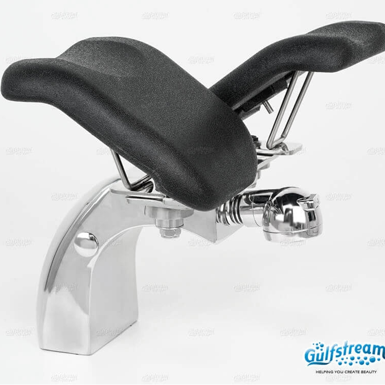 Silver footrest in alternative position on Gulfstream spa chair La Tulip 3 Pedicure Spa