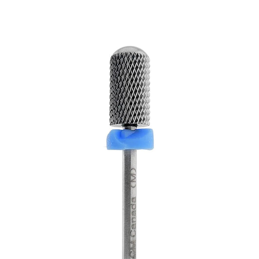 Silver metal carbide nail drill bit with round smooth top for safe gel and acrylic removal