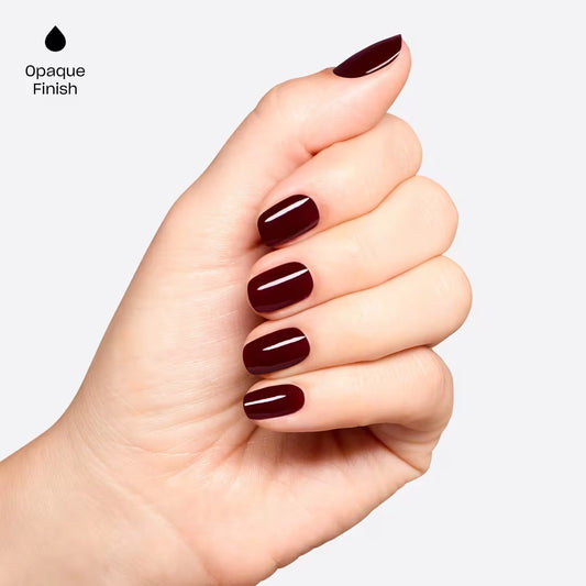 Finished manicure using OPI Vampire State Building gel polish