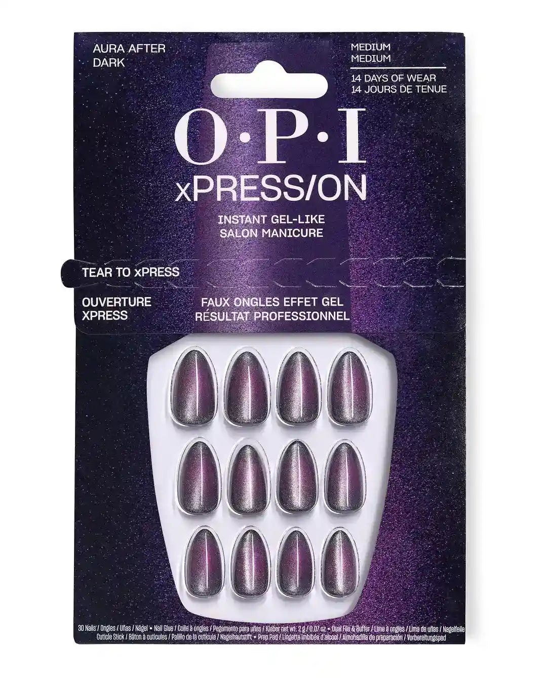 OPI xPRESS/ON Aura After Dark press on nail kit with glue file and accessories