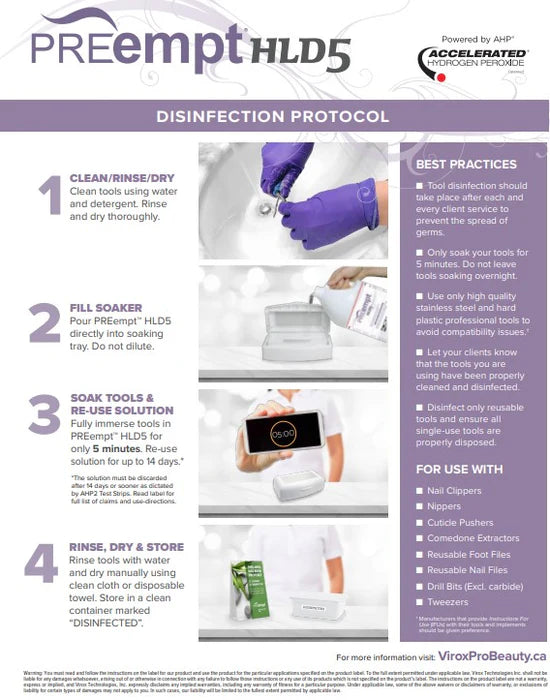 PREempt HLD5 chemical sterilant disinfectant professional high level disinfectant for nail salon implements and equipment