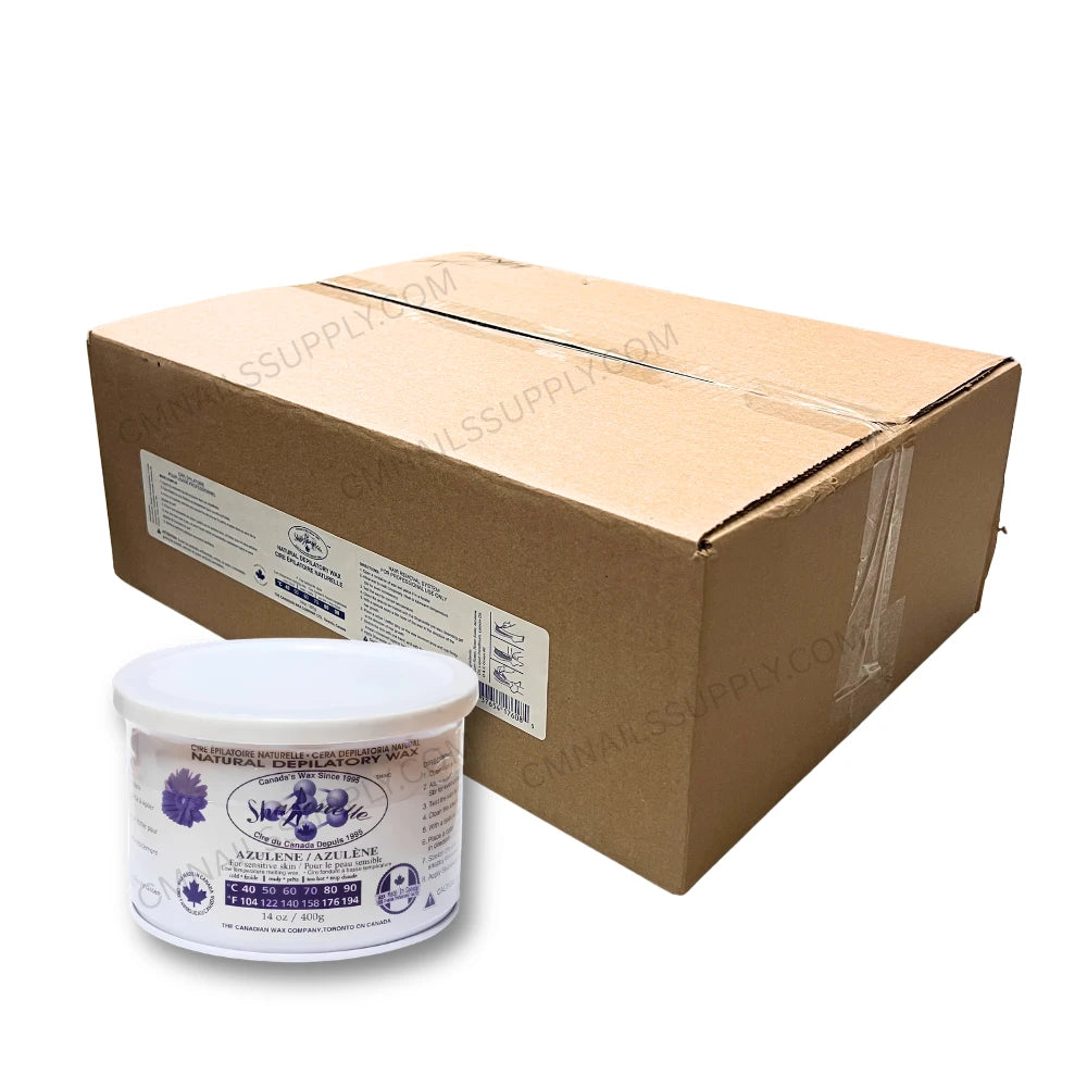 Sharonelle Natural Soft Wax Azulene 14 oz wholesale case of 24 wax cans for professional salons