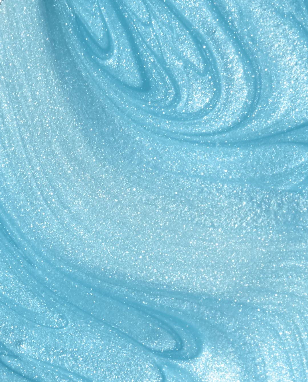 Close-up of blue glittery slime with swirling patterns