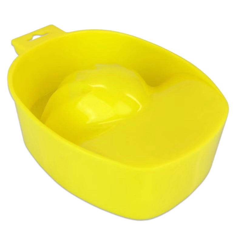 yellow manicure hand soak bowl plastic on white background