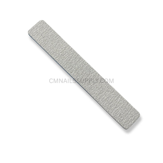Zebra pattern nail file 100/100 grit shown in use shaping acrylic nails at a professional nail station