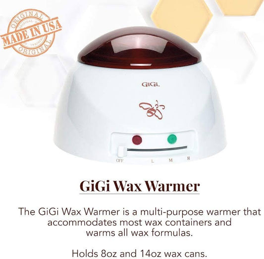 GiGi Single Wax Warmer 14 oz with temperature control knob and indicator light, melts all types of wax