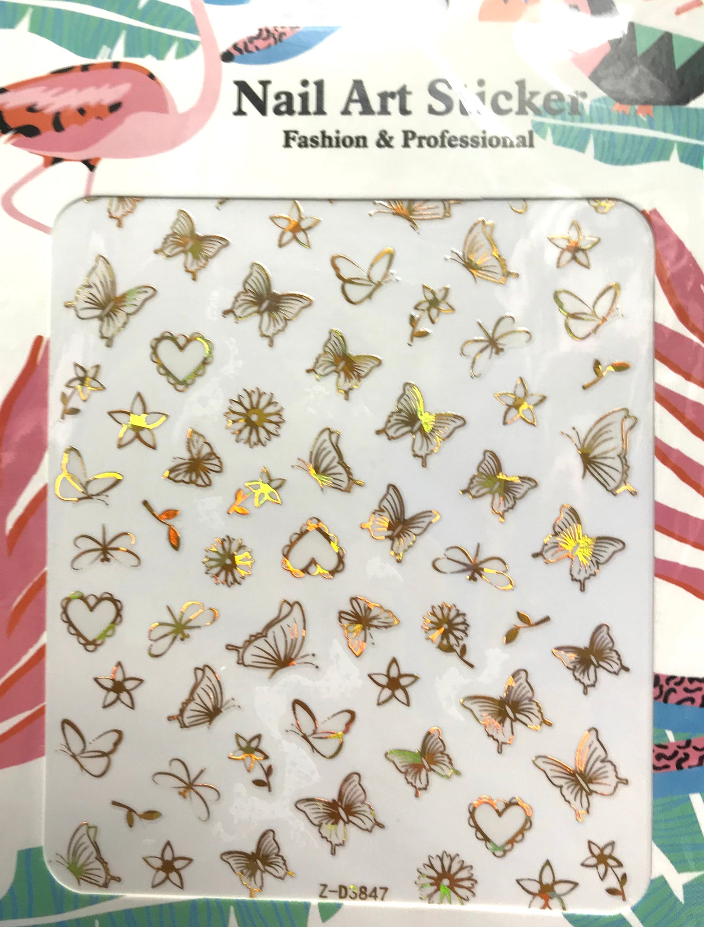 Butterfly Nail Art Stickers (3847) Gold - CM Nails & Beauty Supply