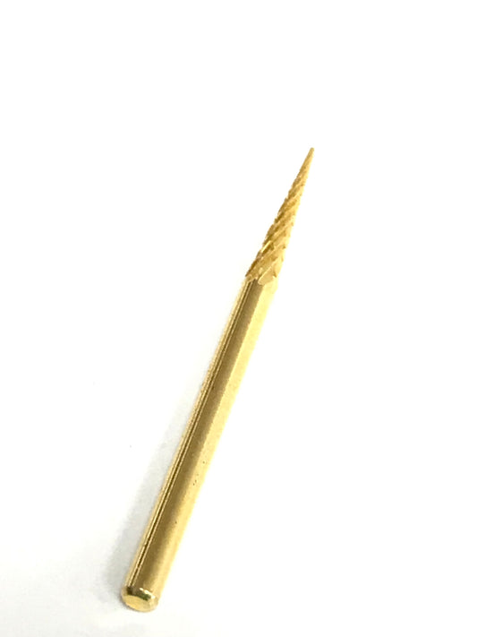 Pointed Carbide 3/32 Gold 3 MM Carbide Burrs Pointed Cone - CM Nails & Beauty Supply