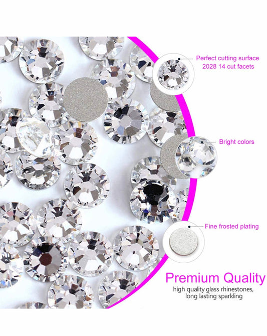 Nail Art Rhinestones Glass Diamonds Charms Gems Stones Beads 3D Flatback Round - CM Nails & Beauty Supply