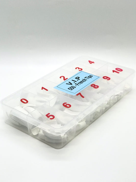 Nail Tip | French | White | Pearl | Natural | Case 550 pcs) : Size 0- 10. - CM Nails & Beauty Supply