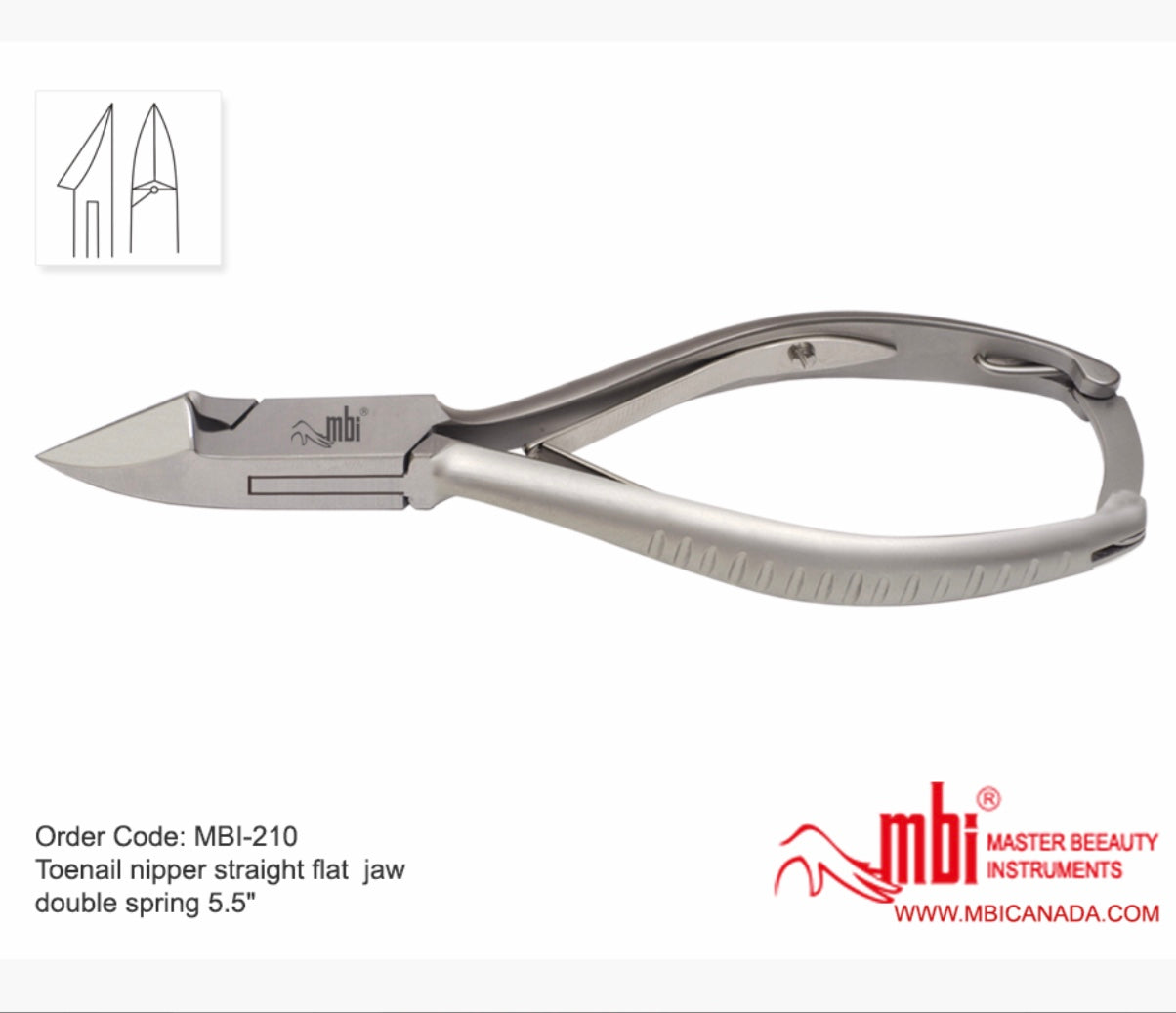 MBI-210 Toenail Nipper Straight Flat Jaw Double Spring Size 5.5″ - CM Nails & Beauty Supply