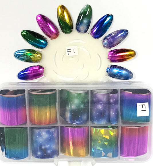 Nail Foil Transfer | F1 | F2 | F3 | 12 Different Colours | - CM Nails & Beauty Supply