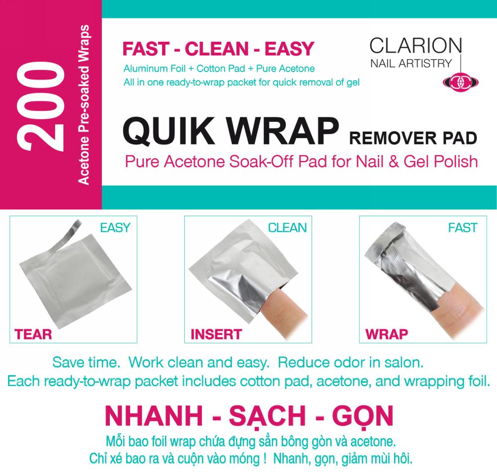 Clarion Quik Wrap | Gel Remover | Box of 200 Ct - CM Nails & Beauty Supply