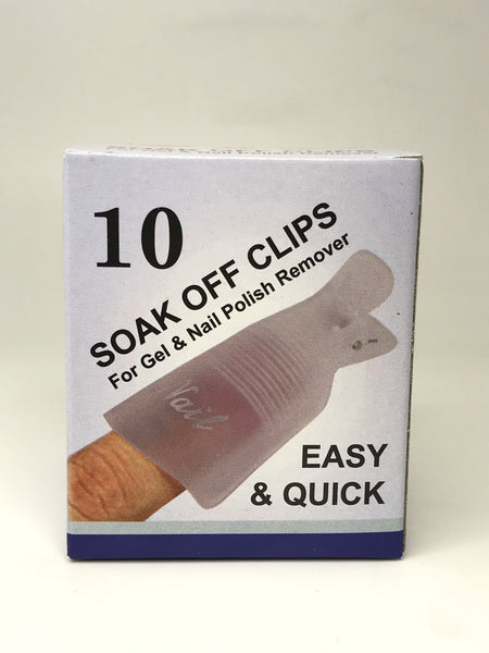 Reusable Nail/Gel Polish Soak Off Cap Clips | 10 Piece | Purple | Blue | Clear