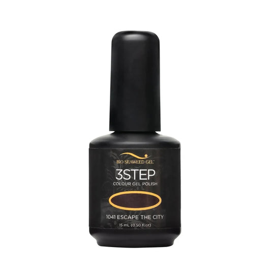 1041 Escape the City black cherry gel nail polish bottle standing upright, showing the rich dark red color and label.