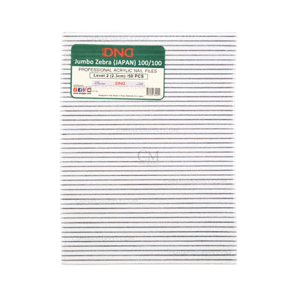 DND Acrylic Nail Files Jumbo Square Zebra 100/100 pack of 50 professional nail files