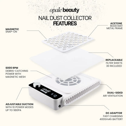 Opale Beauty Nail Dust Collector - Cordless Professional Desk Vacuum
