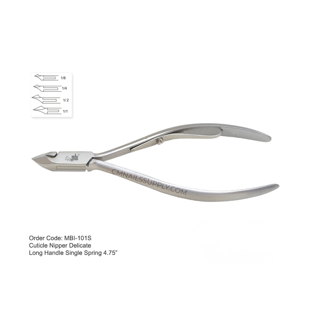 MBI-101S Cuticle Nipper Single Spring 4.75" - Long Handle Professional Cuticle Cutter