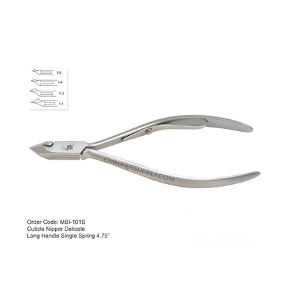MBI-101S Cuticle Nipper Single Spring 4.75" - Long Handle Professional Cuticle Cutter